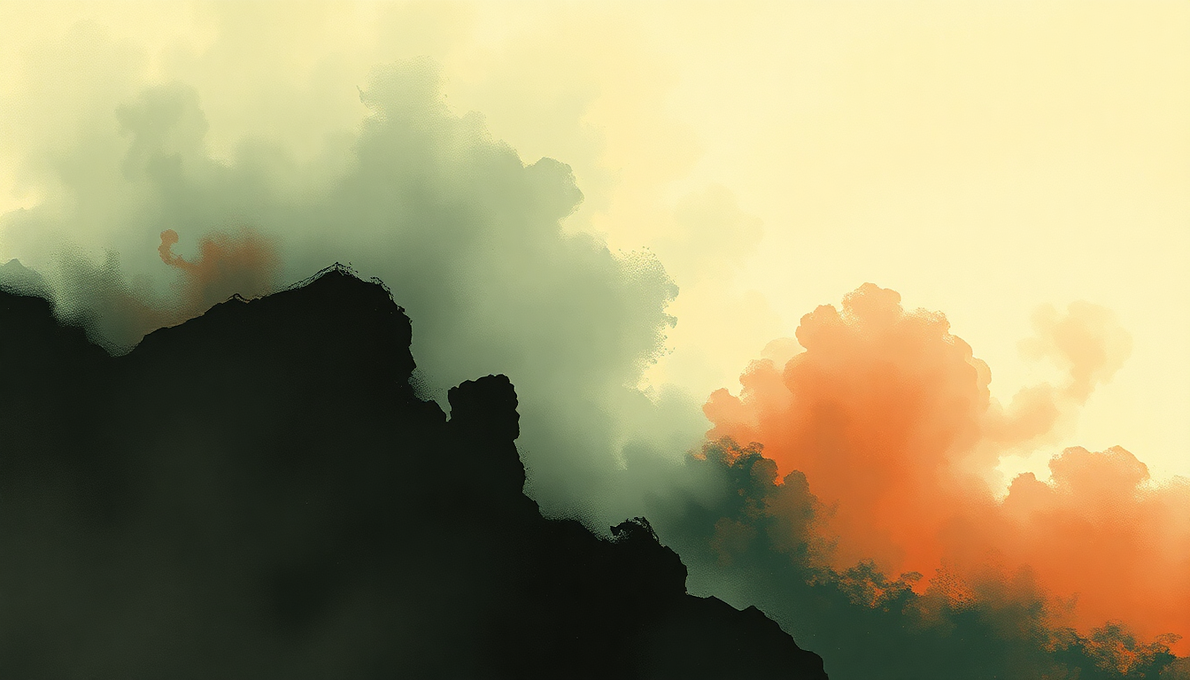 Fan-driven abstract illustration evoking the emotional arc of Thick as a Brick by Jethro Tull