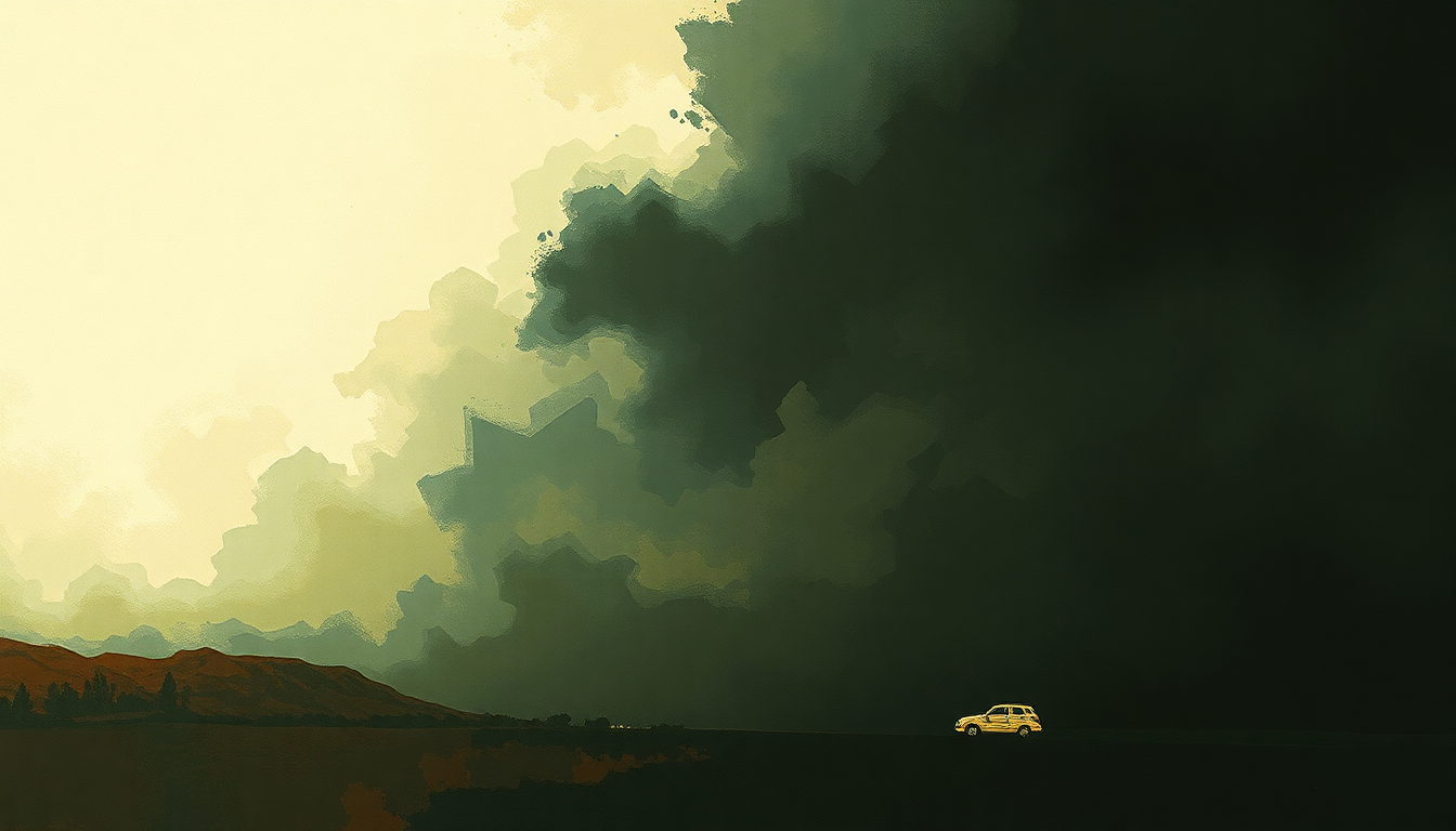 Fan-driven abstract illustration evoking the emotional arc of This Is a Bad Era by Goldie