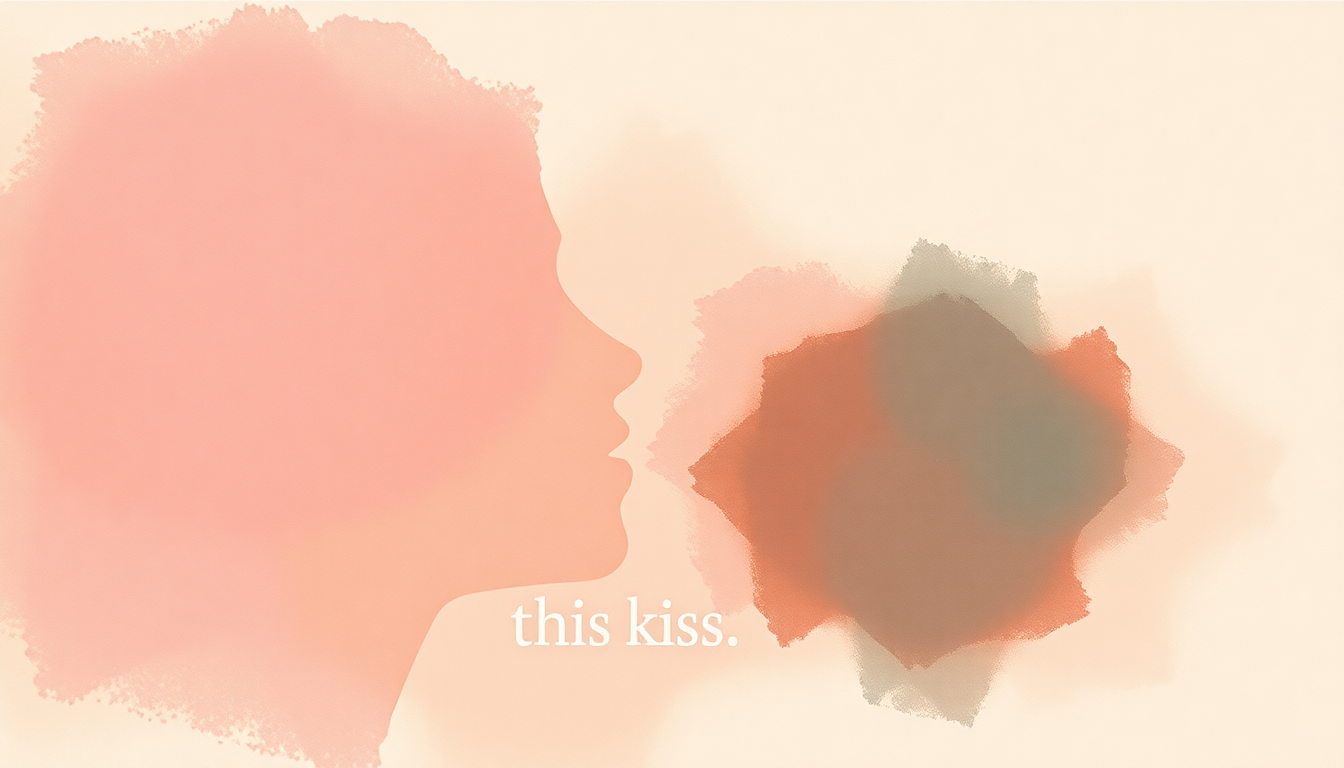 Fan-driven abstract illustration evoking the emotional arc of This Kiss by Faith Hill