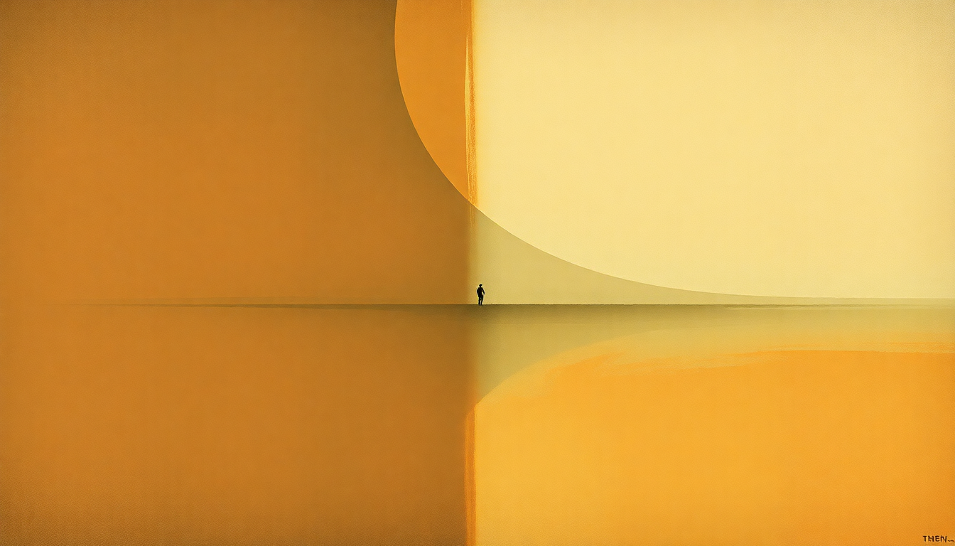 Fan-driven abstract illustration evoking the emotional arc of Threni by Igor Stravinsky