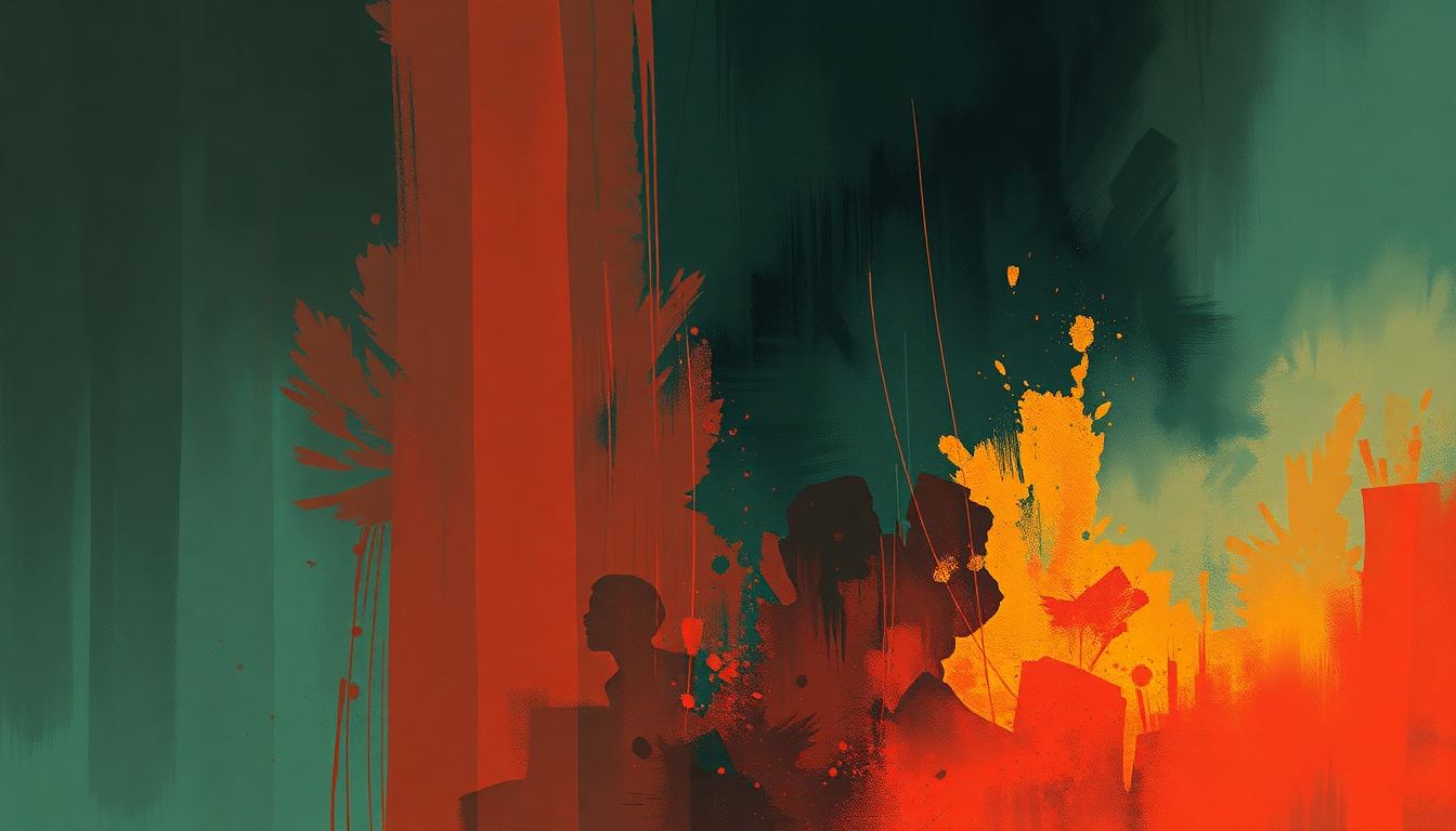 Fan-driven abstract illustration evoking the emotional arc of Thunderkiss 65 by Rob Zombie