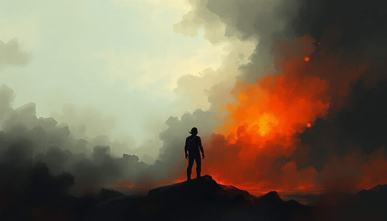 Fan-driven abstract illustration evoking the emotional arc of The Time Machine by Iron Maiden