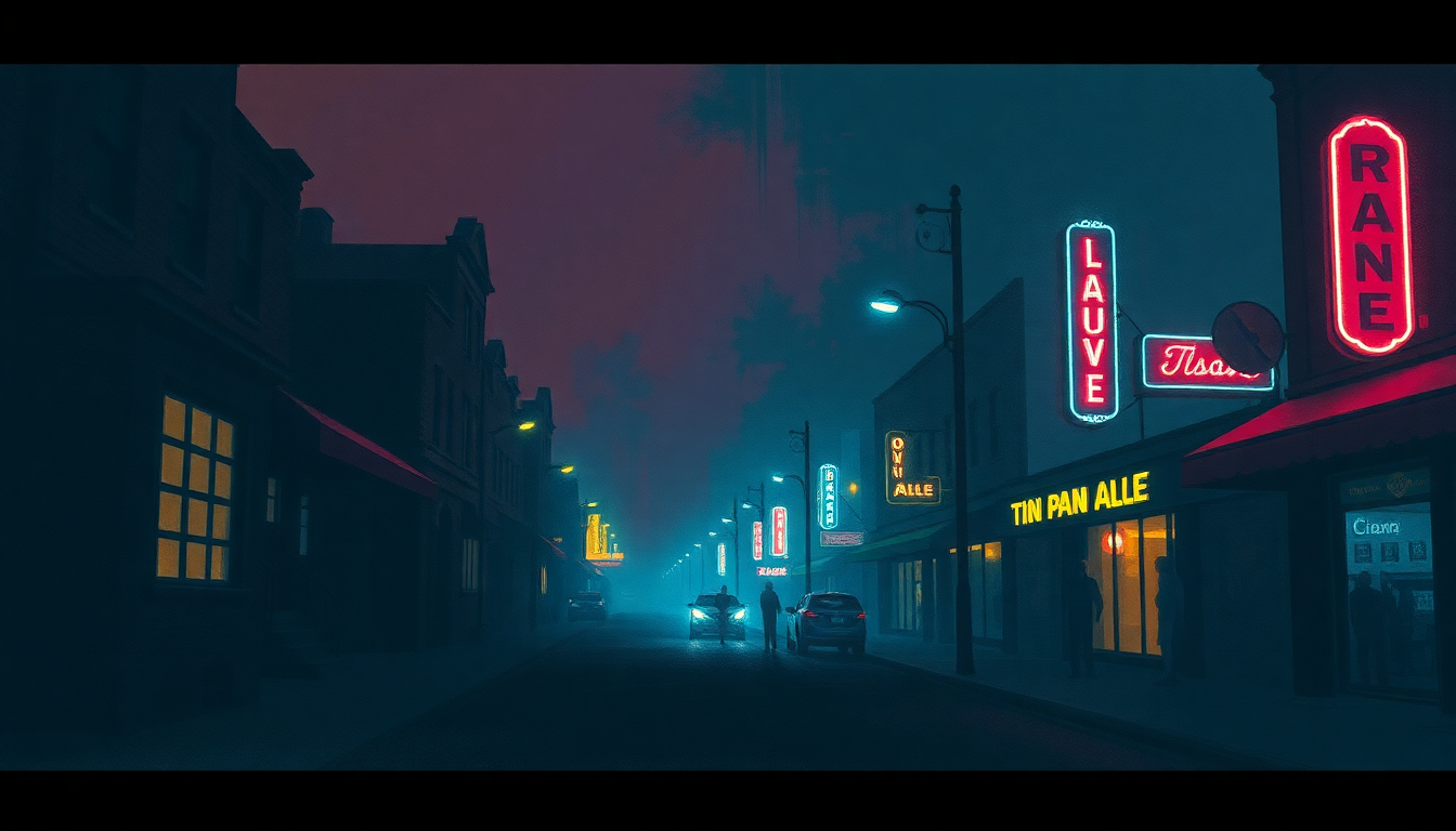 Fan-driven abstract illustration evoking the emotional arc of Tin Pan Alley by Stevie Ray Vaughan