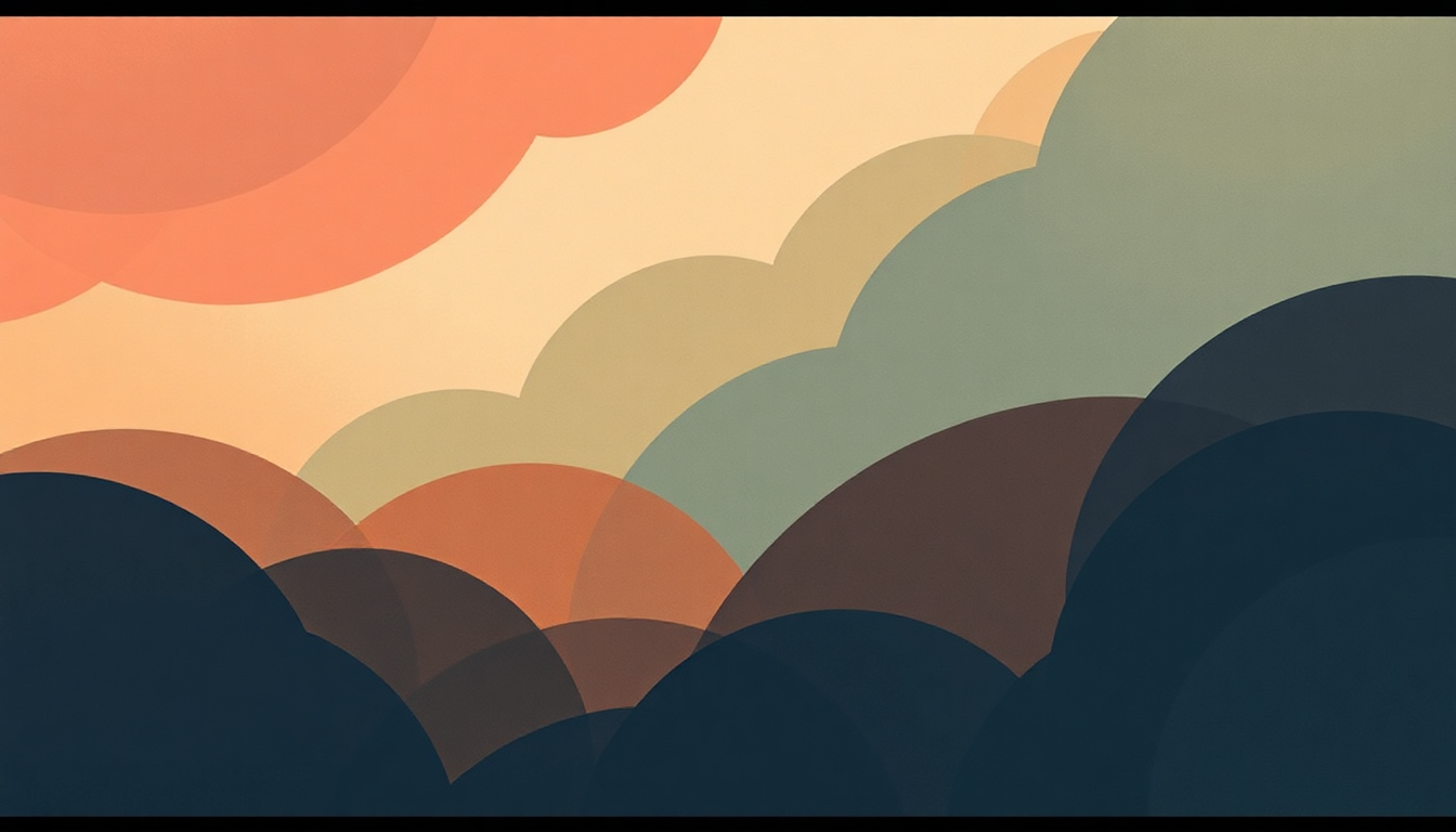 Fan-driven abstract illustration evoking the emotional arc of Toda Menina Baiana by Gilberto Gil