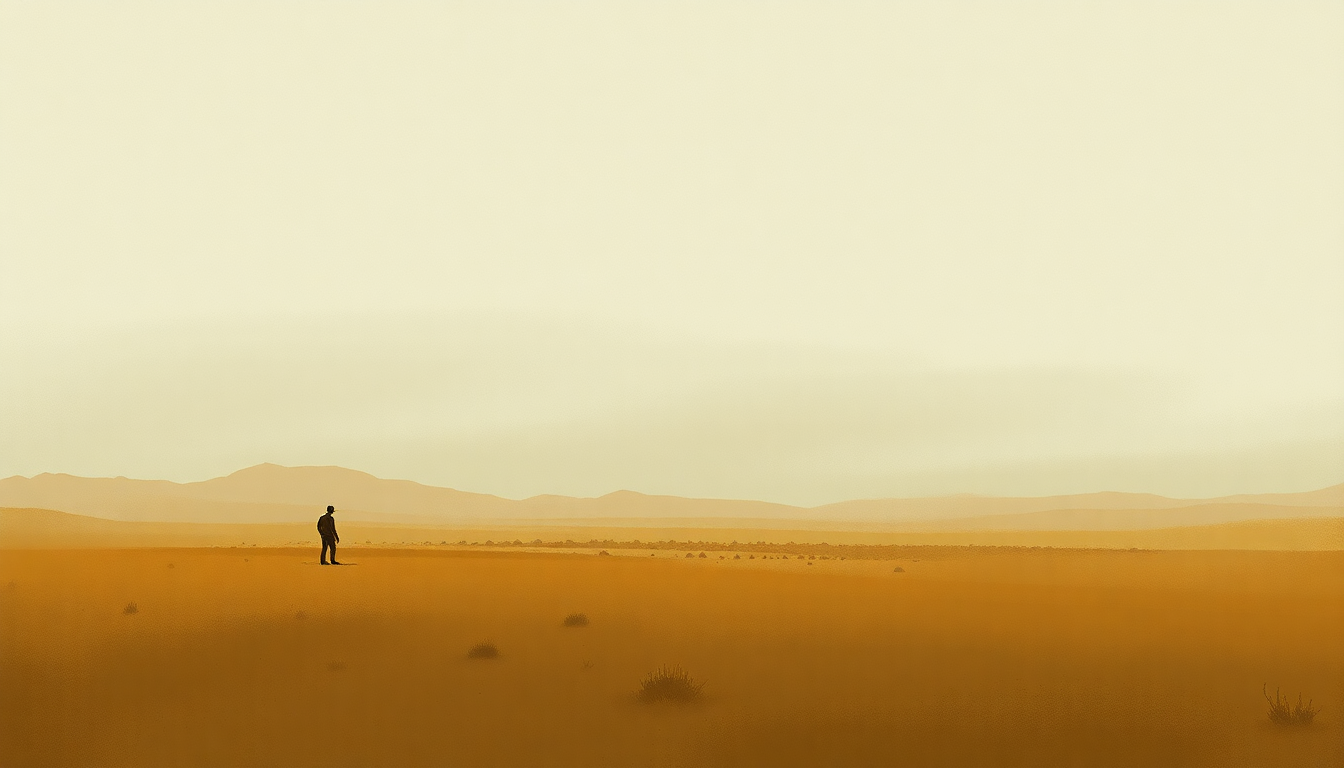 Fan-driven abstract illustration evoking the emotional arc of Tom Joad by Woody Guthrie