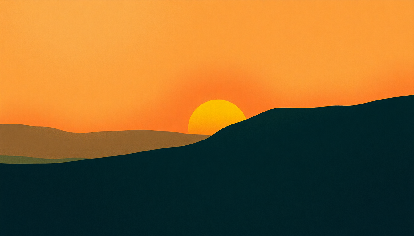 Fan-driven abstract illustration evoking the emotional arc of Toumast Tincha by Tinariwen