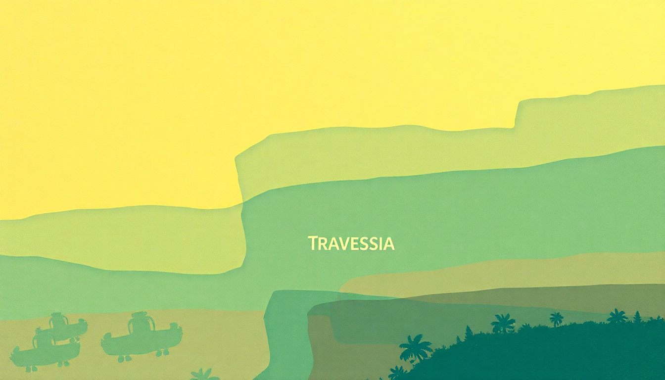 Fan-driven abstract illustration evoking the emotional arc of Travessia by Milton Nascimento