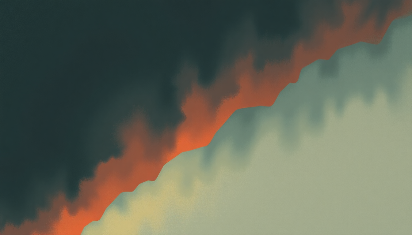 Fan-driven abstract illustration evoking the emotional arc of Trembling Hands by Explosions in the Sky