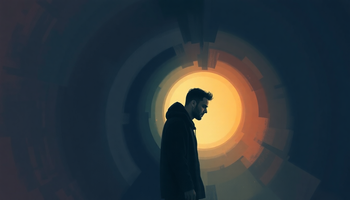 Fan-driven abstract illustration evoking the emotional arc of Tunnel Vision by Justin Timberlake