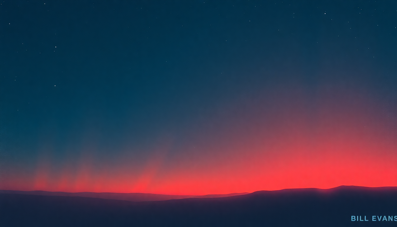 Fan-driven abstract illustration evoking the emotional arc of Turn Out the Stars by Bill Evans