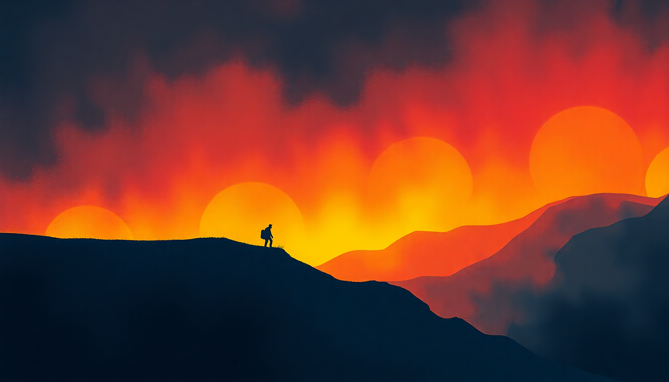 Fan-driven abstract illustration evoking the emotional arc of Velcro Fly by ZZ Top