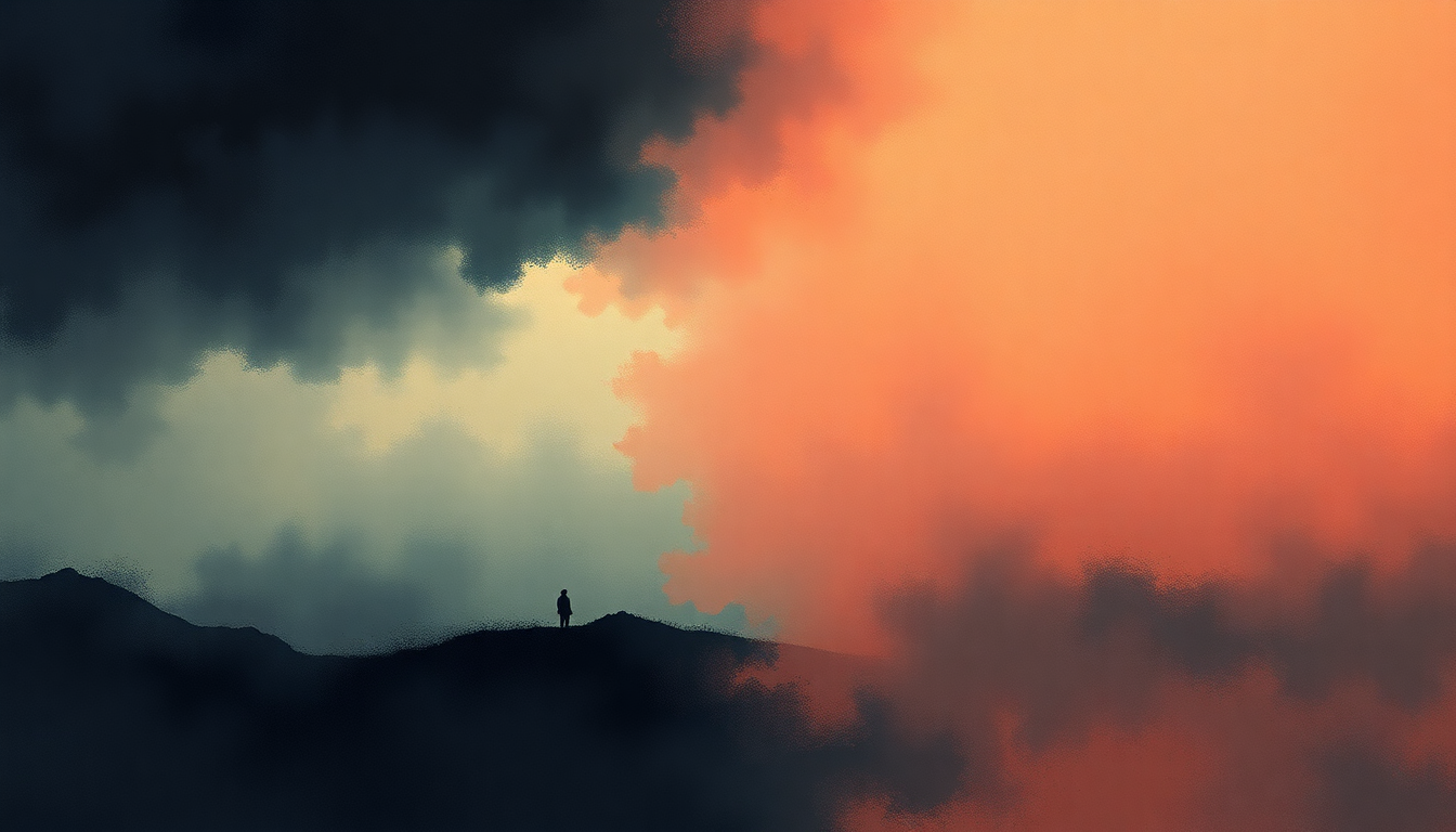 Fan-driven abstract illustration evoking the emotional arc of Victim of Changes by Judas Priest