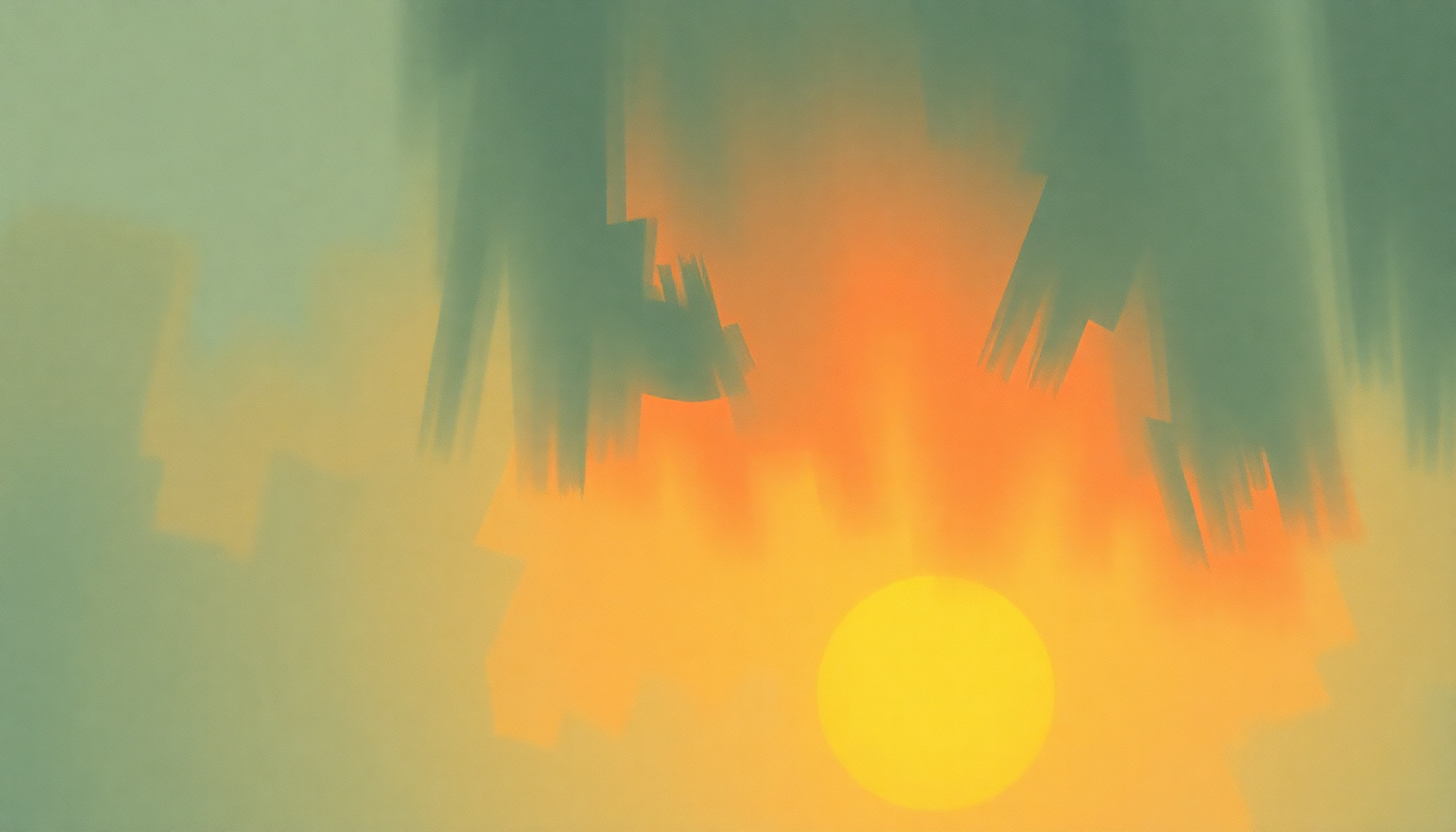 Fan-driven abstract illustration evoking the emotional arc of Virginal I by Tim Hecker