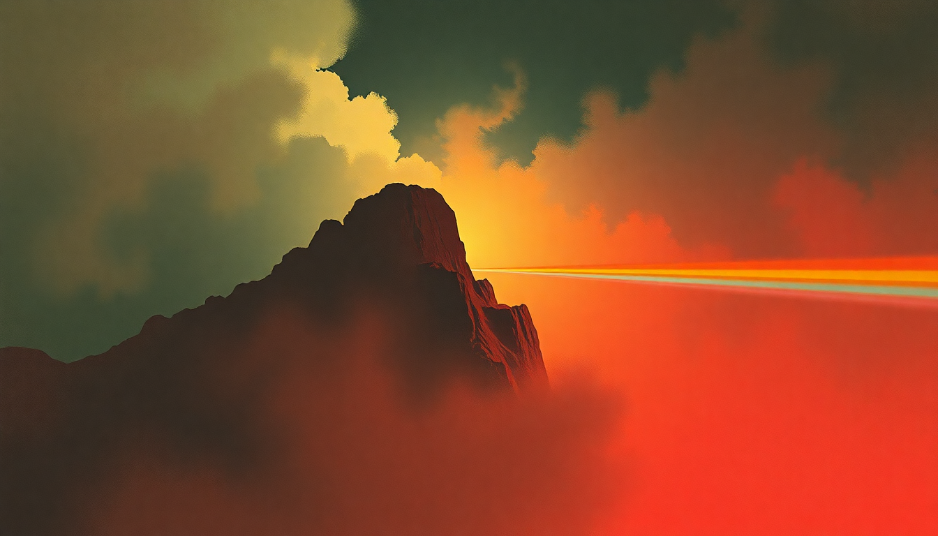 Fan-driven abstract illustration evoking the emotional arc of Waiting for the Worms by Pink Floyd