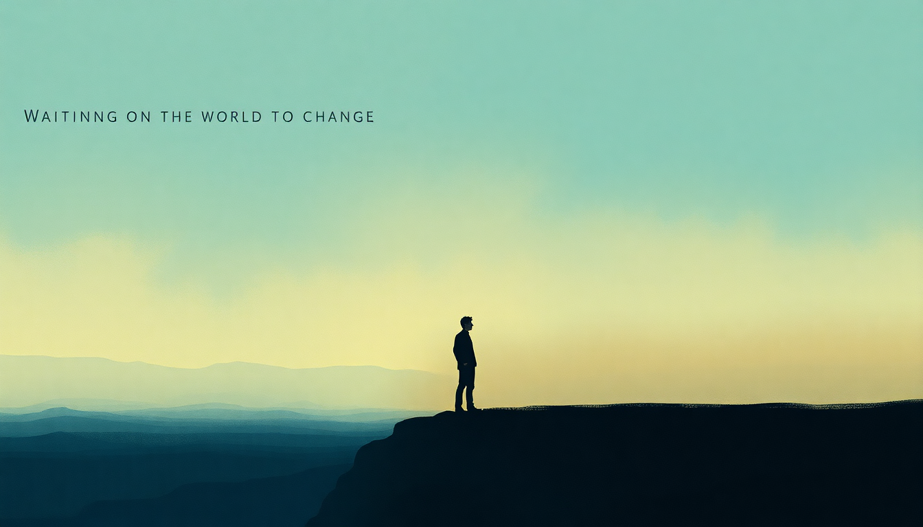 Fan-driven abstract illustration evoking the emotional arc of Waiting on the World to Change by John Mayer