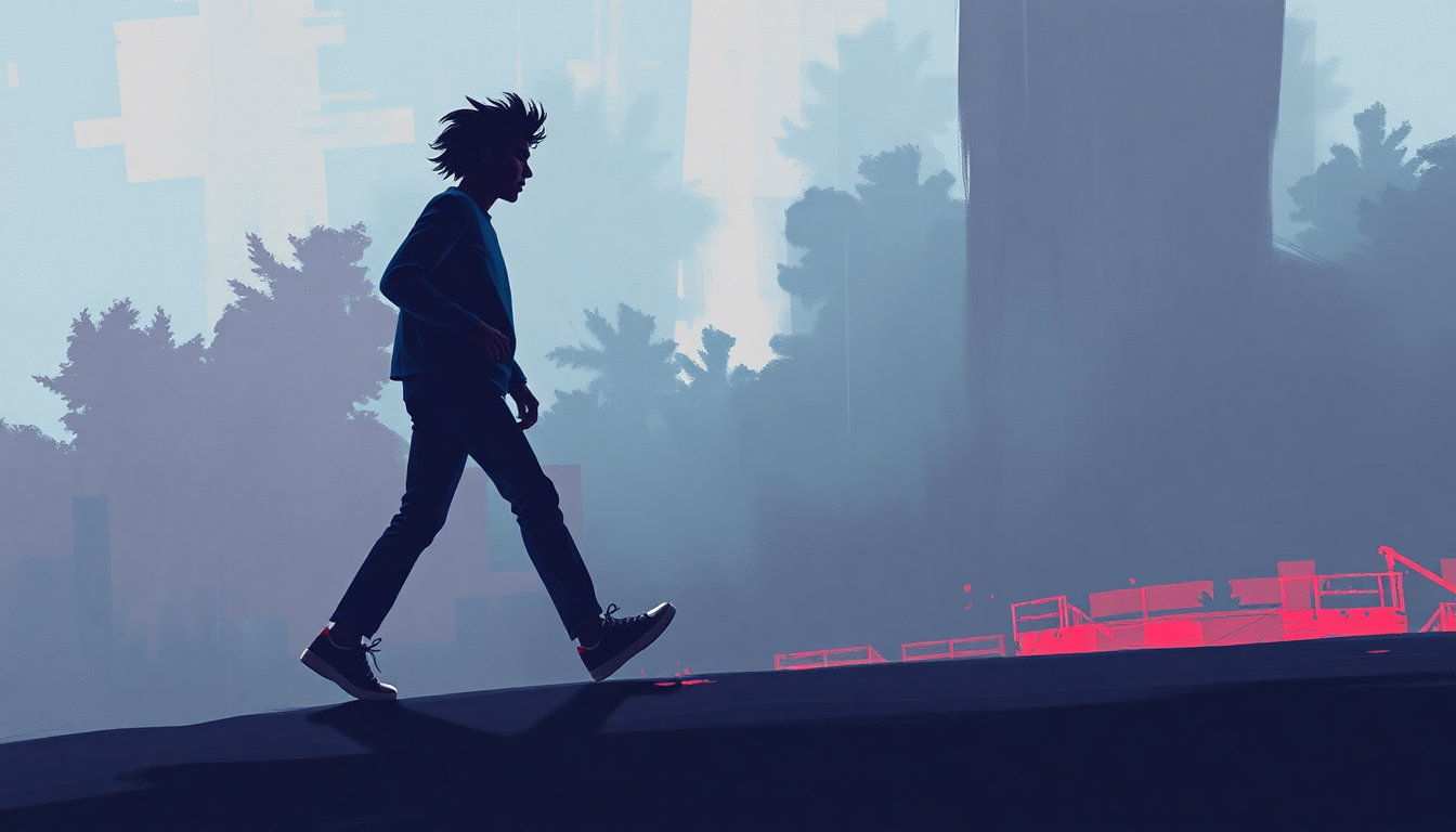 Fan-driven abstract illustration evoking the emotional arc of Walk This Way by Run DMC