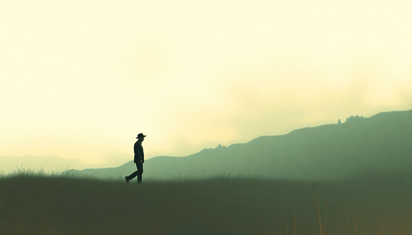 Fan-driven abstract illustration evoking the emotional arc of Walking Man by James Taylor