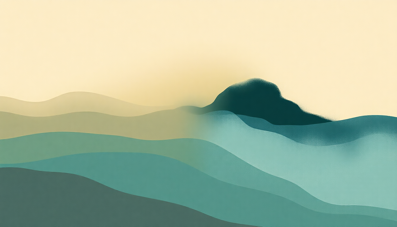 Fan-driven abstract illustration evoking the emotional arc of Wave by Beck