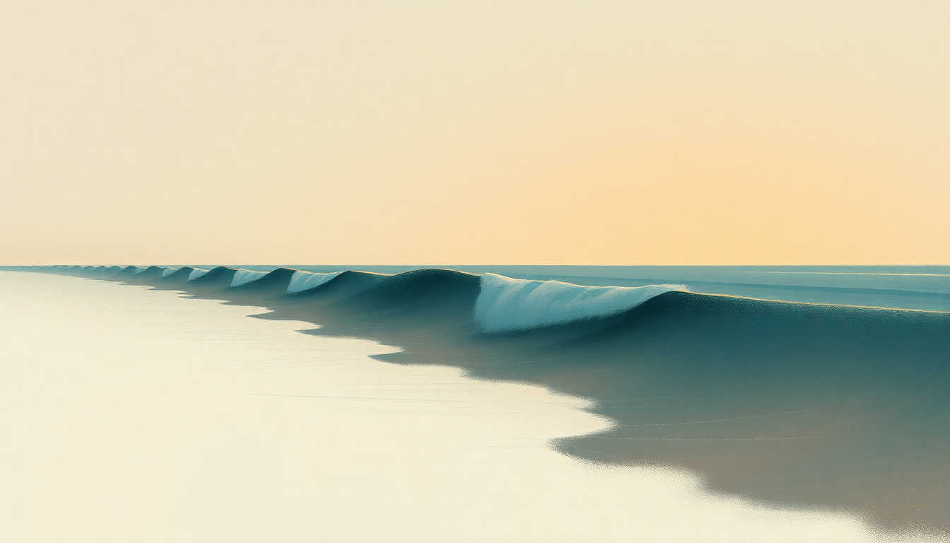 Fan-driven abstract illustration evoking the emotional arc of Wave by Joao Gilberto