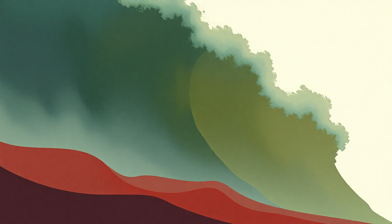 Fan-driven abstract illustration evoking the emotional arc of Waves by Kanye West
