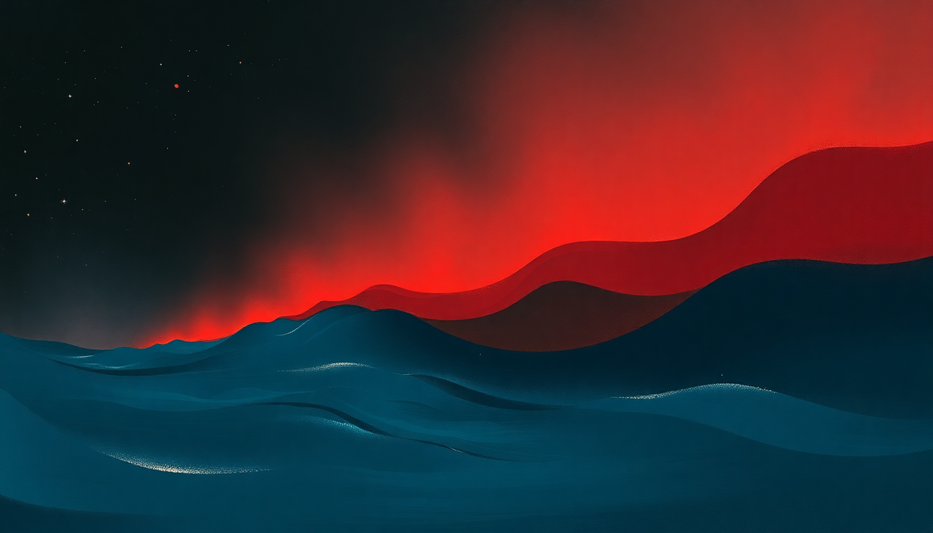 Fan-driven abstract illustration evoking the emotional arc of Waves of Fear by Lou Reed