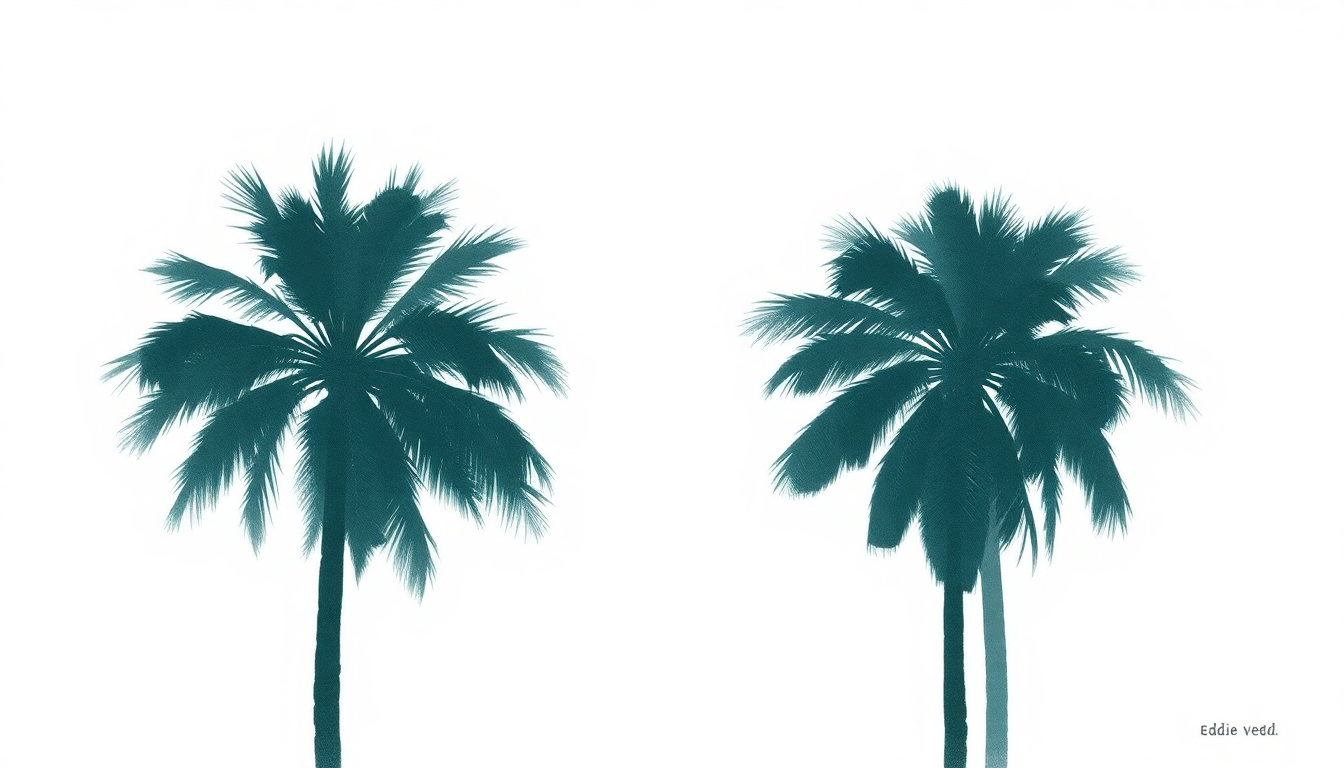 Fan-driven abstract illustration evoking the emotional arc of Waving Palms by Eddie Vedder