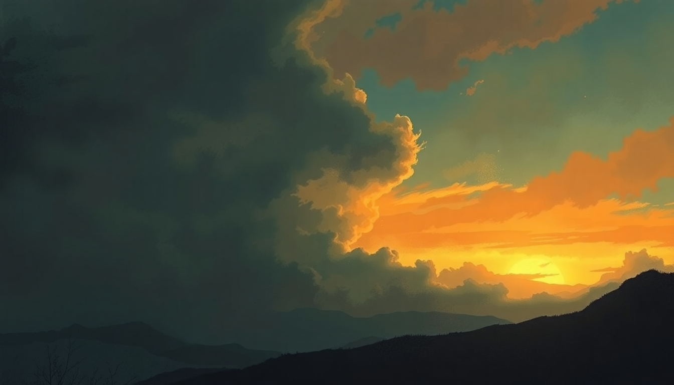 Fan-driven abstract illustration evoking the emotional arc of Welcome Back My Friends by Emerson Lake and Palmer