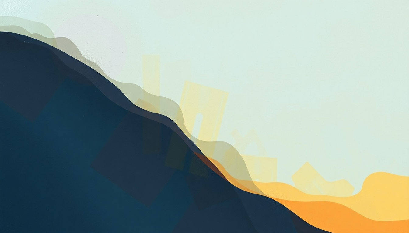 Fan-driven abstract illustration evoking the emotional arc of What Is Life by George Harrison