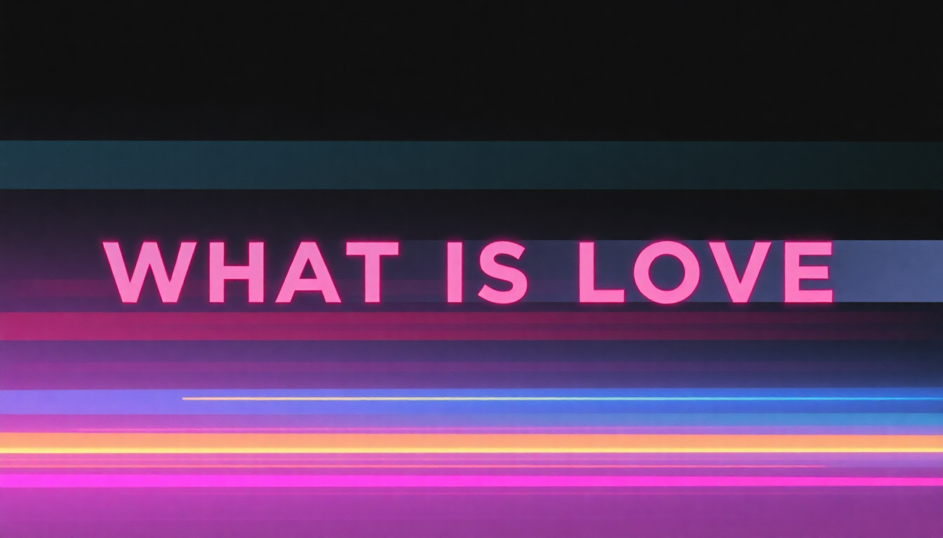 Fan-driven abstract illustration evoking the emotional arc of What Is Love by Howard Jones