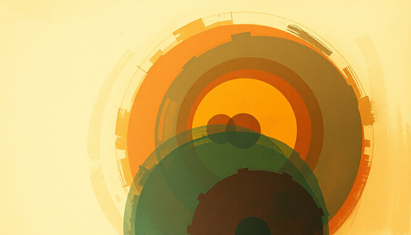 Fan-driven abstract illustration evoking the emotional arc of Wheel Within a Wheel by Art Blakey