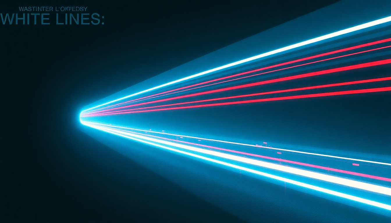 Fan-driven abstract illustration evoking the emotional arc of White Lines by Grandmaster Flash and the Furious Five