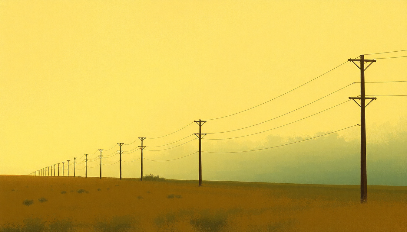 Fan-driven abstract illustration evoking the emotional arc of Wichita Lineman by Glen Campbell