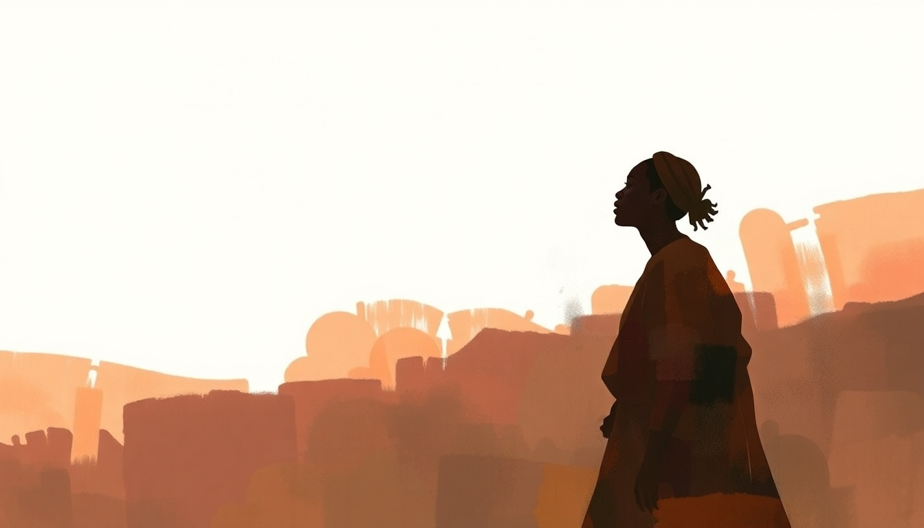 Fan-driven abstract illustration evoking the emotional arc of Wily Kataso by Amadou and Mariam