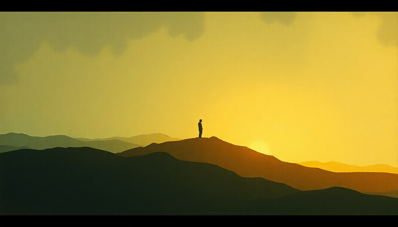 Fan-driven abstract illustration evoking the emotional arc of Working for the Man by Roy Orbison