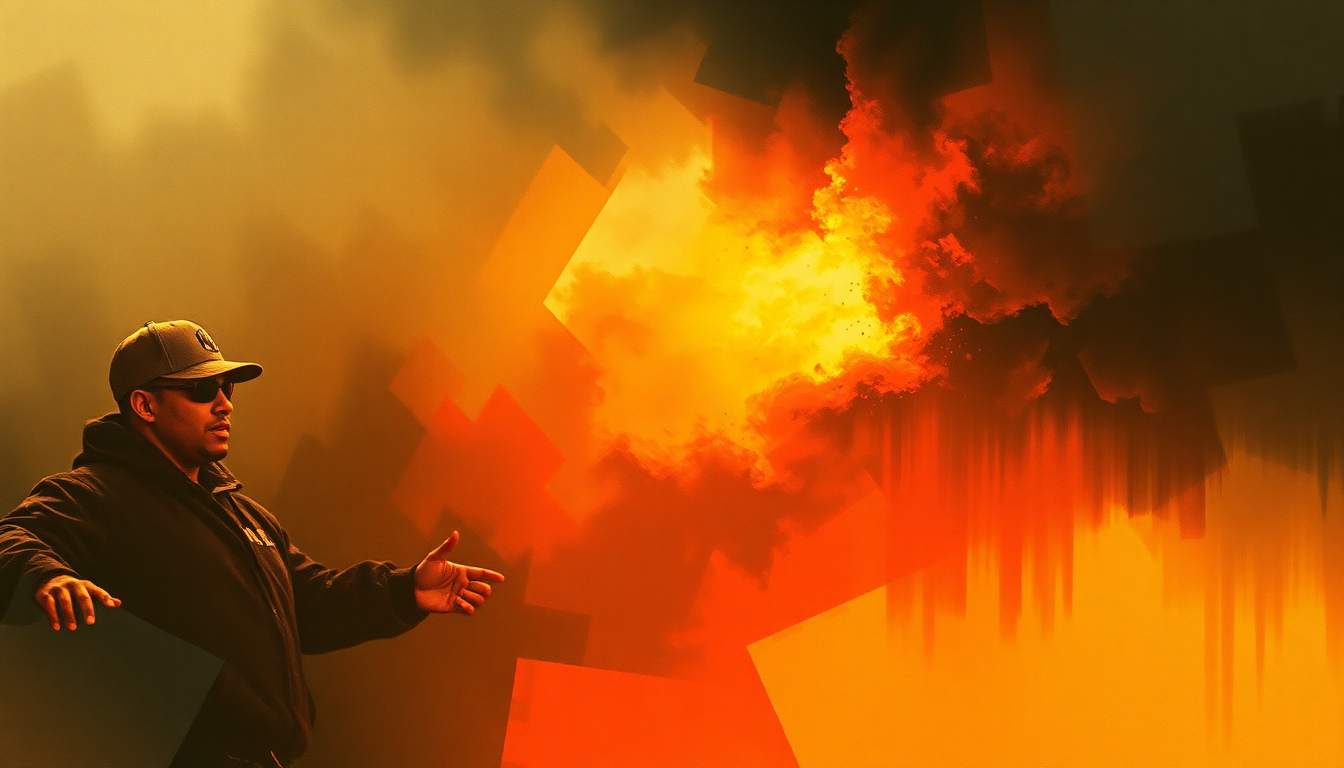 Fan-driven abstract illustration evoking the emotional arc of X Gon Give It to Ya by DMX