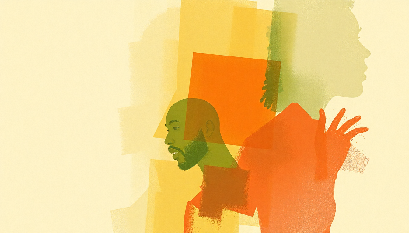 Fan-driven abstract illustration evoking the emotional arc of Yere Faga by Oumou Sangare