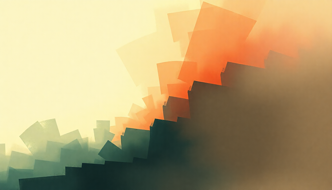 Fan-driven abstract illustration evoking the emotional arc of Yes! I Am A Long Way From Home by Mogwai